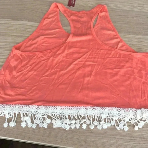 🆕Arizona Plus-size Lace Edge Detail Coral Crop Top XXL🆕 - Picture 2 of 6